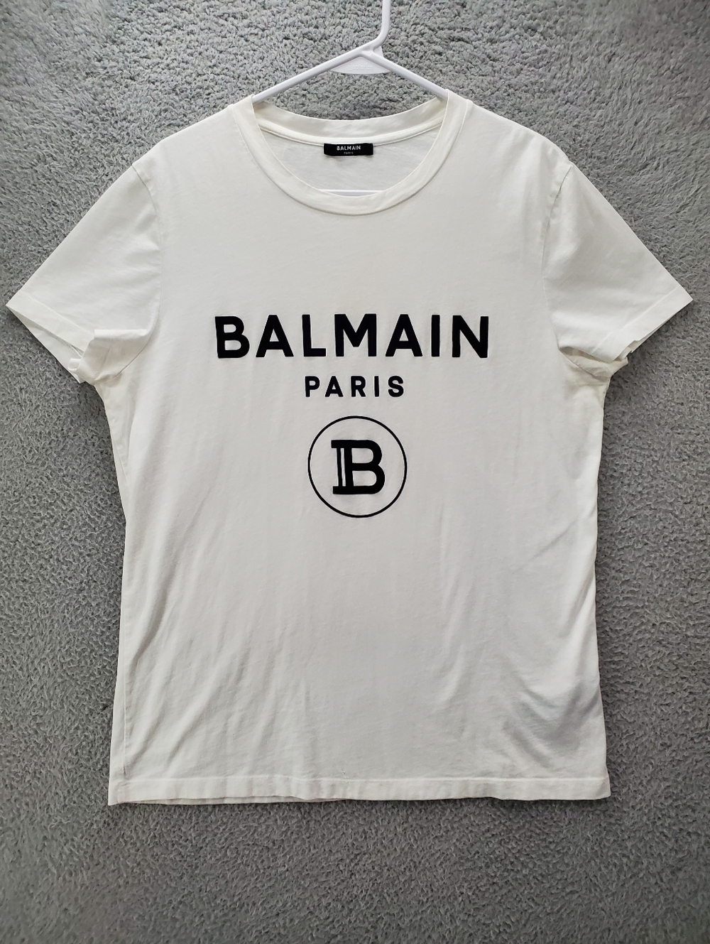 Balmain Paris Logo T Shirt Mens Large White